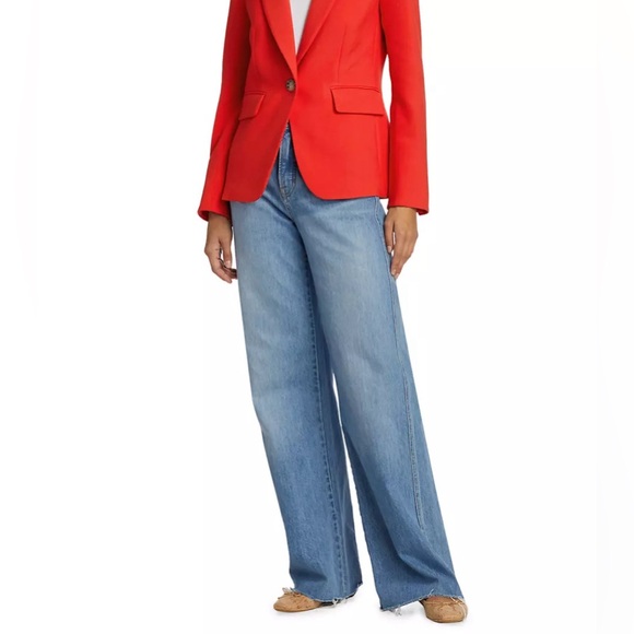🔖 Veronica Beard Crepe Cutaway Dickey Jacket Flame Red Orange - Picture 2 of 8